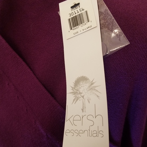 Extra Long Purple LowV Neck Button Down Cardigan - Picture 8 of 8